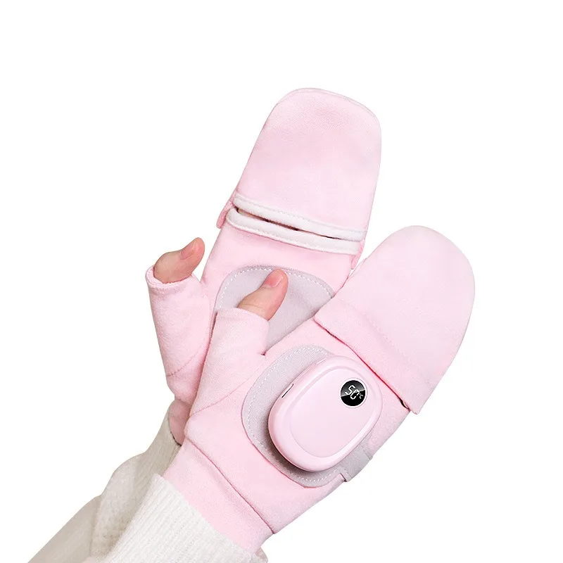 AliExpress NONE Electric Heated Gloves Graphene USB Rechargeable 3 Heat Levels Fingerless Hand Warmer Gloves for Winter Office Cycling Outdoor