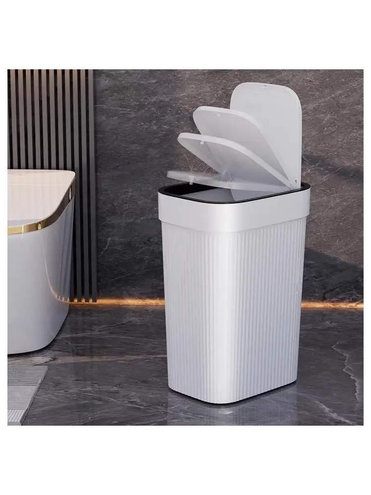 リビングルームとバスルーム用の大型カバー付きゴミ箱、家庭用大容量プラスチック製プッシュオープン式ファミリークリーニングツール