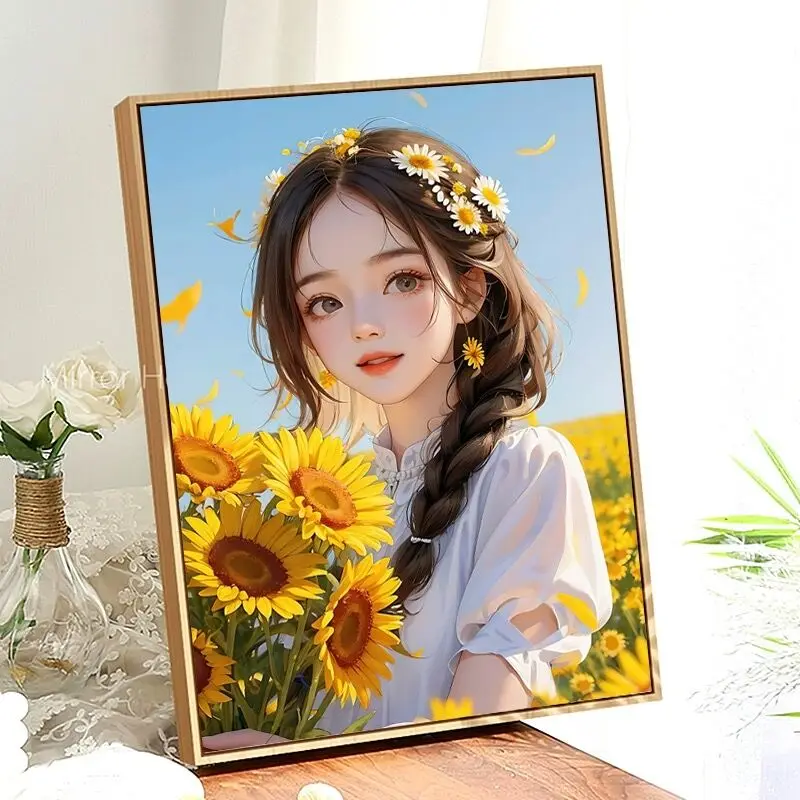 

Modern Simple Girl Cross Stitch Kit Small Piece Thread Embroidery for Living Room Bedroom Restaurant Cartoon Character Self E...