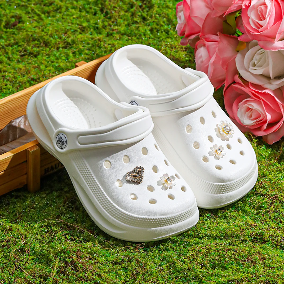 

Kids Slip-On Clogs and Mules - Breathable, Waterproof, EVA Garden Shoes with Decorative Chain for Beach and Everyday Wear 168