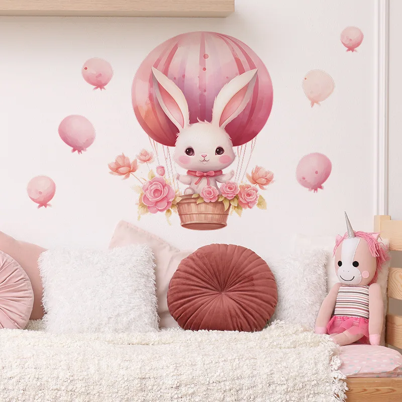 Cartoon Cute Bunny Vinyl Wall Stickers For Kids Room Decoration Anime Room Decor Wall Decor Bedroom Accessories Home Decoration