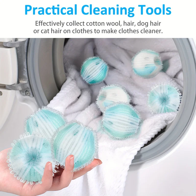 Paquete de 5 bolas reutilizables para quitar el pelo de mascotas, atrapasueños de pelusa para ropa, ropa de cama y baño, limpiador multiusos