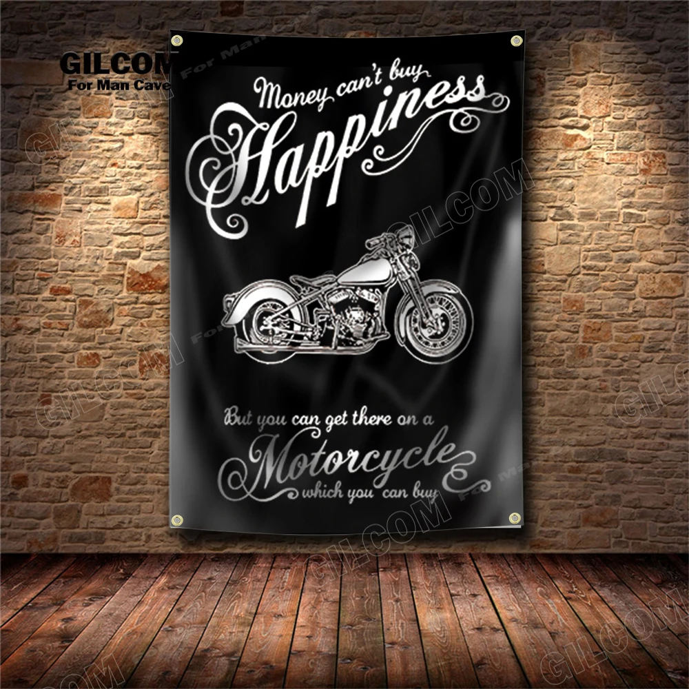 Retro Motorcycle Cars Banner Flag Automobile Motor Vehicle Poster Wall Decor Advertisement   Sign Pub Club Bar Decor Sign view 6