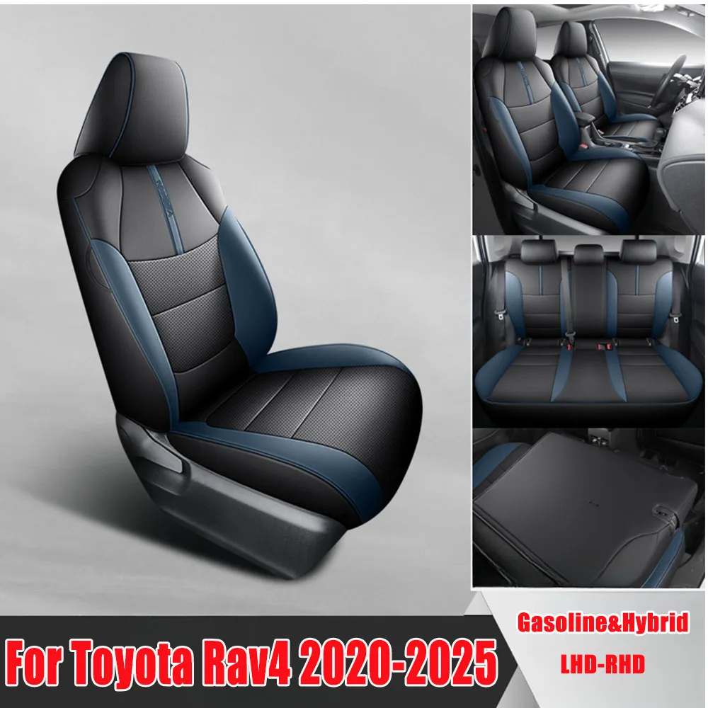Seat Cover For Toyota Rav4 Hybrid 2025-2020, Nappa Leather Front Rear Car Seat Cushion Armrest Cover Interior Decoration
