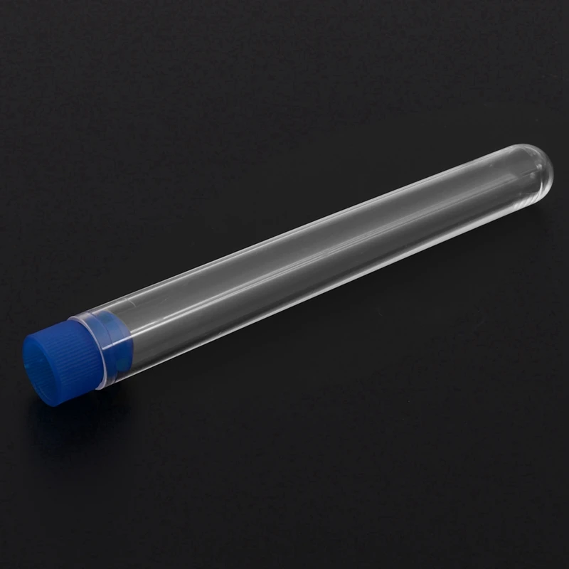 1000Pcs Clear Plastic Test Tubes With Blue Screw Caps Sample Containers Bottles Push Caps 12X60mm