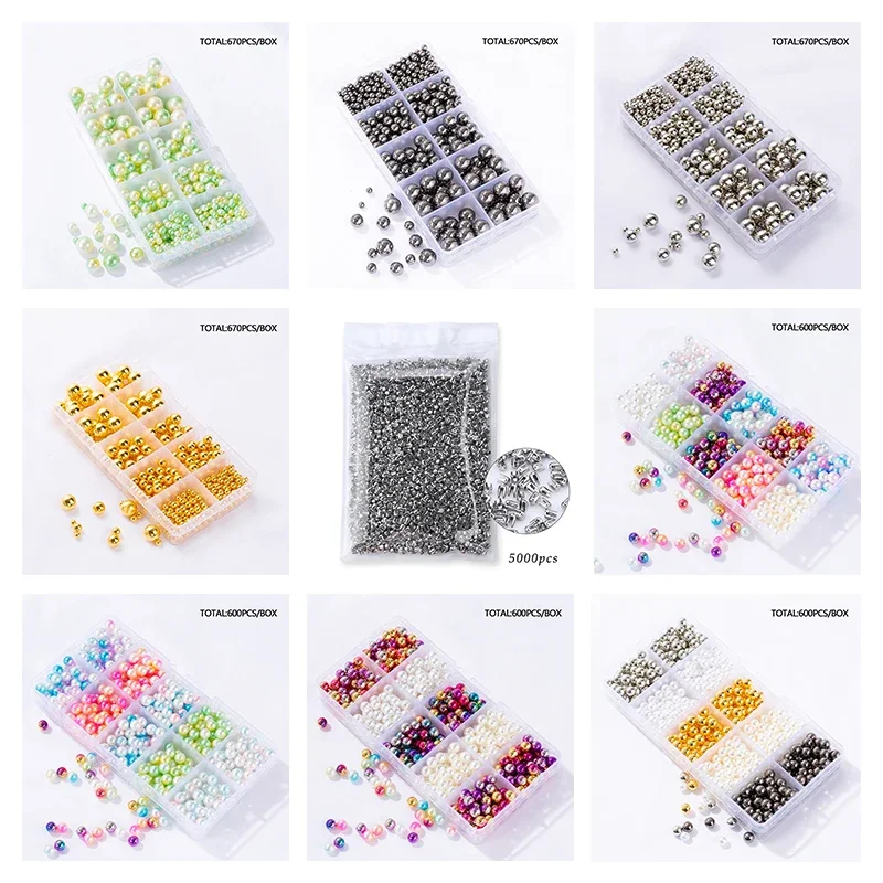 Boxed No Hole Imitation Pearl ABS Beads Hand Press Rivet Pearls for Hats/Shoes/Clothes/Bags/Skirt DIY Accessories