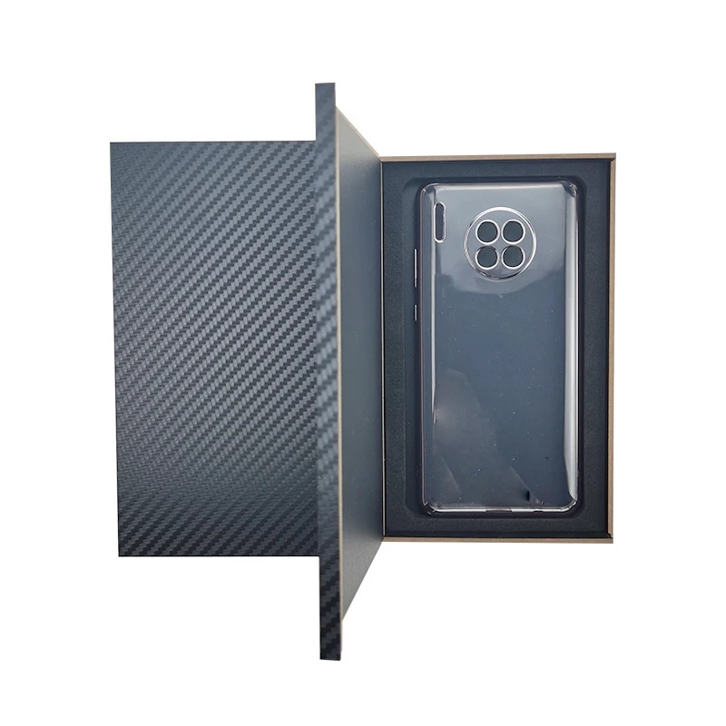Flip Top Customized Design Luxury Cardboard Packaging Black Paper Package Empty Mobile Phone Box 4a1