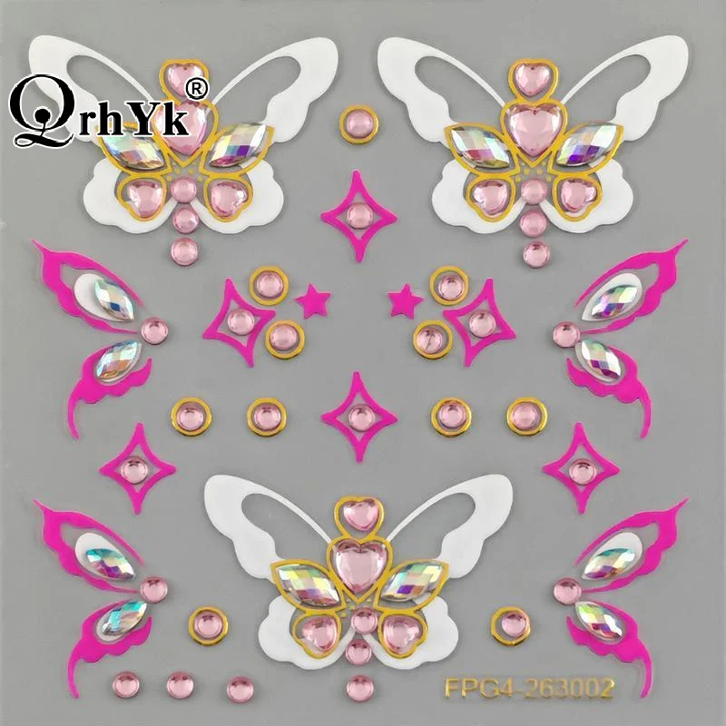 Sexy Diamond Face Tattoo Sticker Colorful Glitter Crystal Party Face Decal Self-Adhesive Rhinestones Face Jewelry
