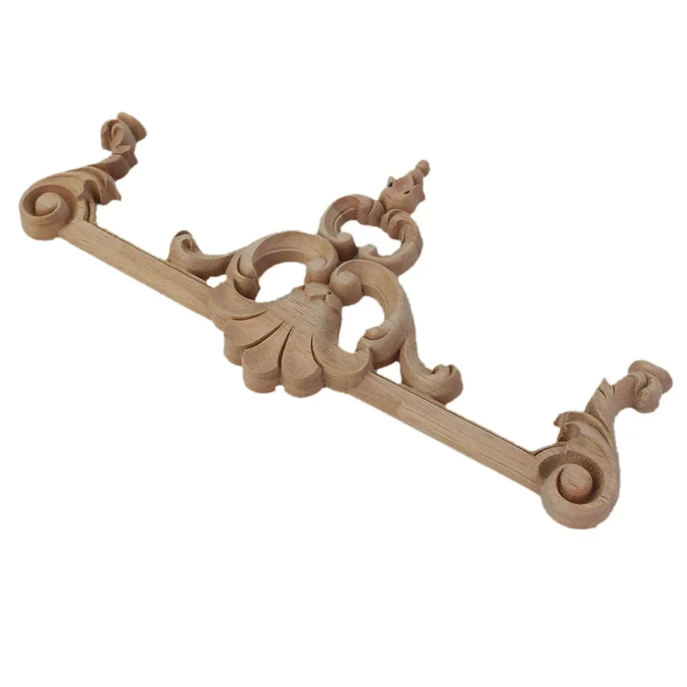 2PCS 30/40/55cm Vintage Unpainted Wood Carved Corner Onlay Applique Frame Home Furniture Wall Cabinet Door Crafts Decor Frame