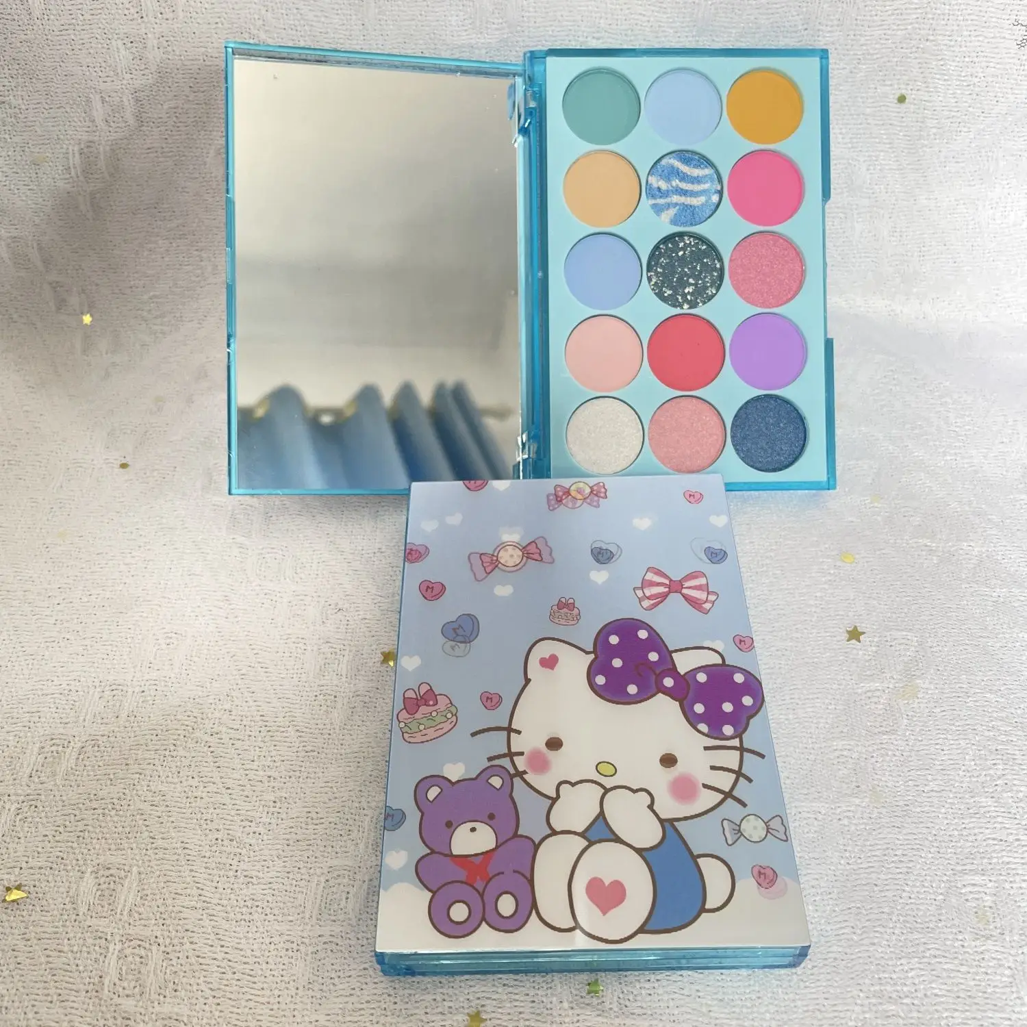 New Hello Kitty 15 Colors Cartoon Kawaii Eye Shadow Palette 3D Matte Cosmetic Girl Student Exquisite Life Supplies Birthday Gift