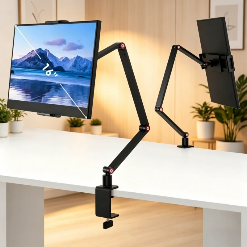 

Portable VESA Hanging Tablet Holder 360° Rotatable Long Arm Folding Lazy Stand for 16" Tablet Desktop Bedside Use