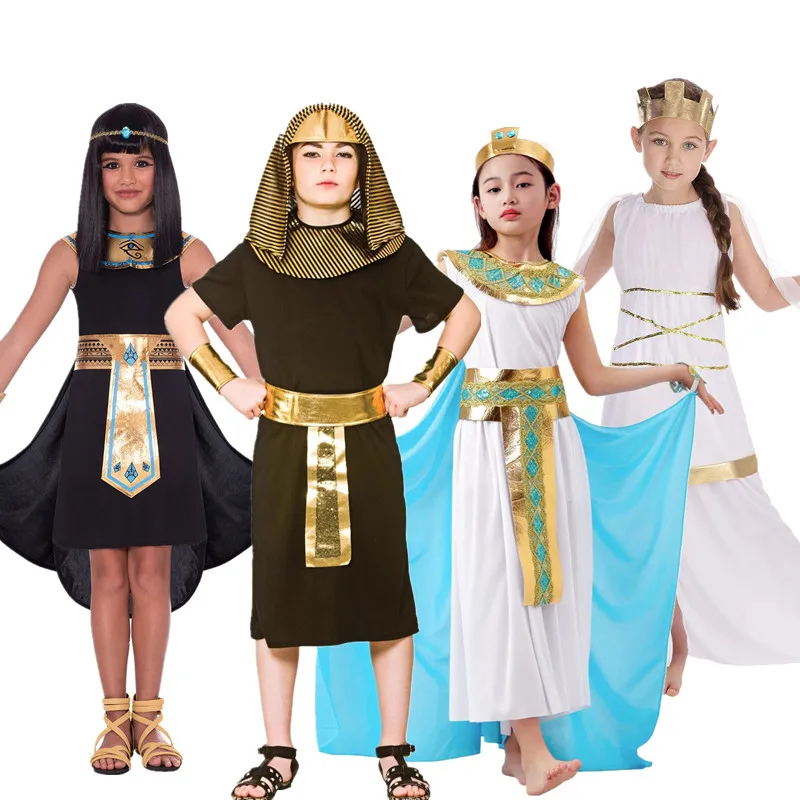 

Halloween Costume Children's Pharaoh Queen Princess King Prince Clothes Role-playing Robe Polyester Fiber 100% Online Sales