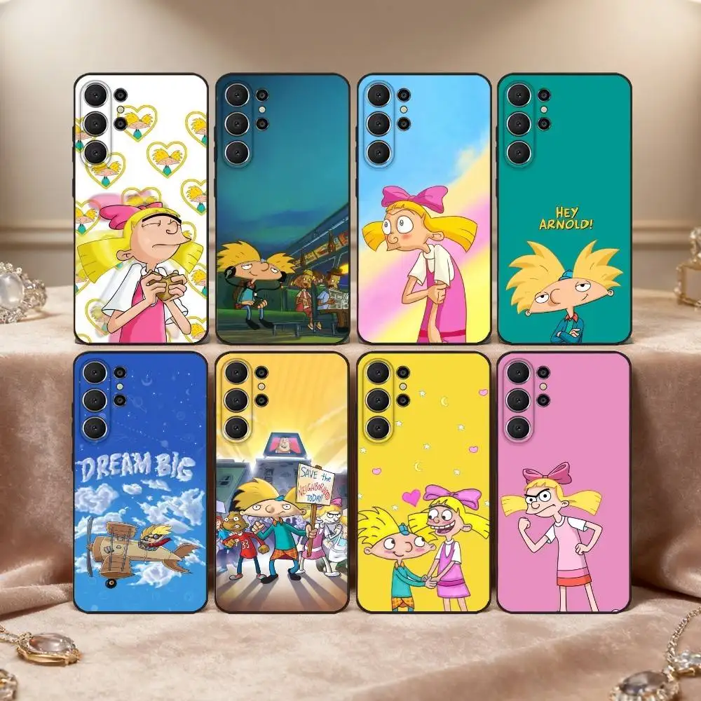 

Hey A-Arnold H-Helga Phone Case For Samsung S26,S25,S24,S21,S22,S23,S30,Ultra,S20,FE,Lite,10,9,Black Cover