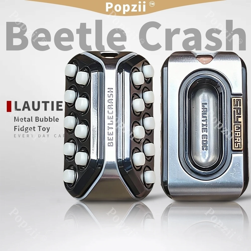 LAUTIE BeetleCrash & StrawberryCrash Press Stress Relief toys Metal Office Stress Relief Gadgets Necklaces Anxiety Toys