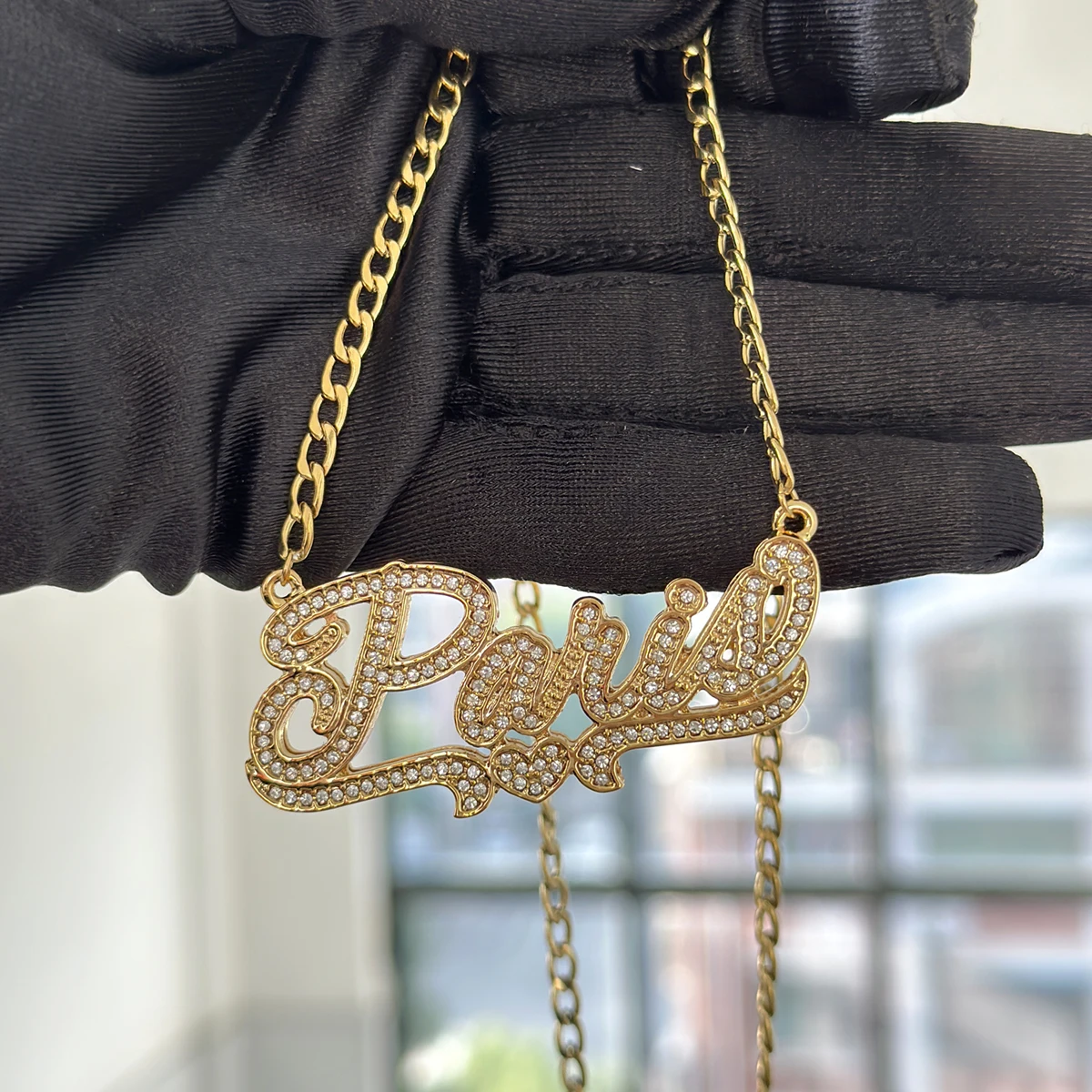 Personalized 3D Nameplate Necklace With Drill Custom 18K Gold Double layer Zricon Necklace For Women Hip Hop Ice Necklace