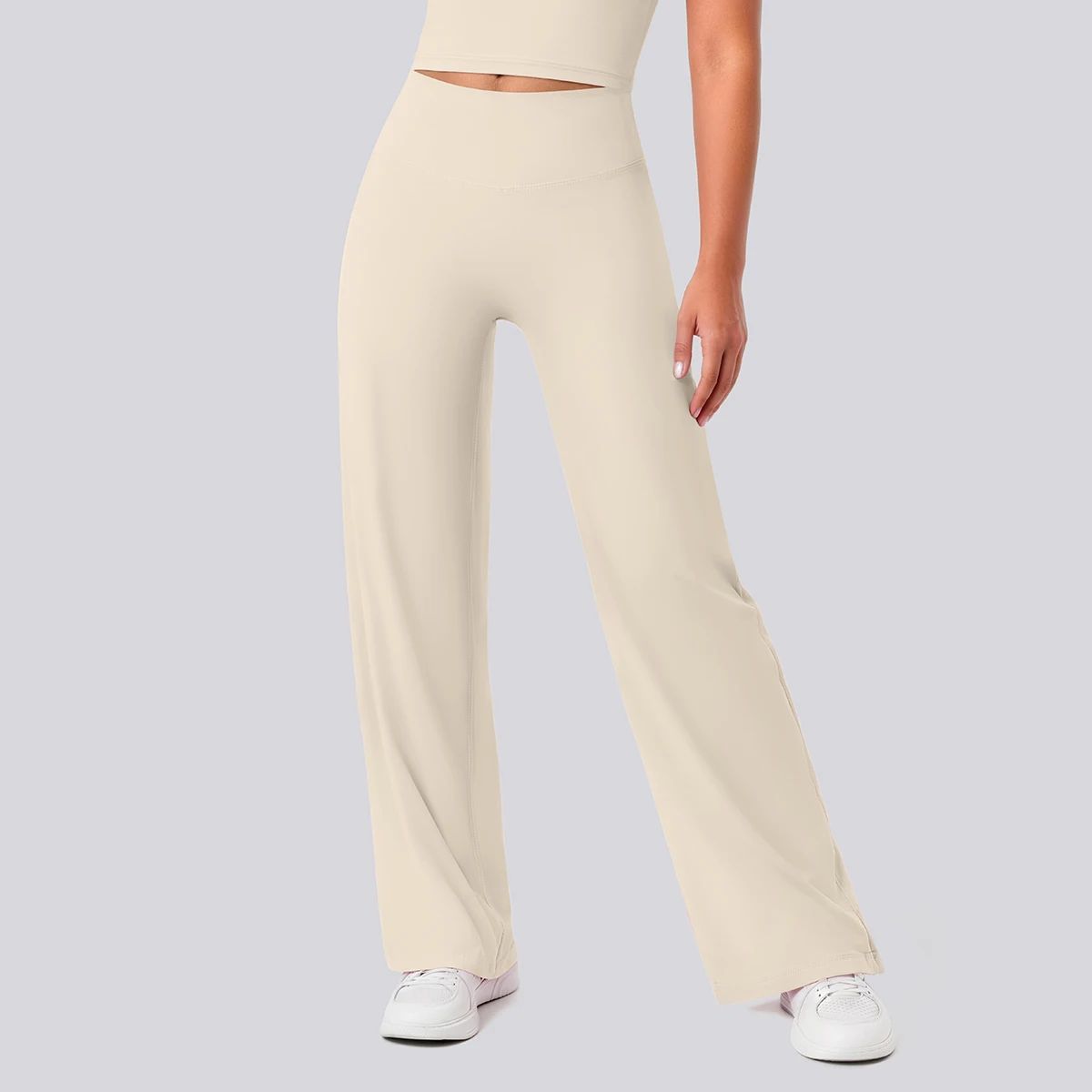 Rooftrellen Damen-Sporthose, Schlaghose, Hochgeschnittene, Lose Weite Hose, Einfarbig, Dünne Fitness-Sporthose für Frauen – Detail 26
