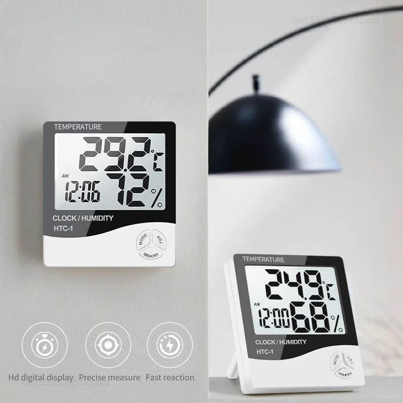 Imagem -06 - Xiaomi Derbocy-mini Termômetro com Higrômetro Digital Lcd Sensor de Temperatura Eletrônico Medidor de Umidade Relógio Home Estação Meteorológica