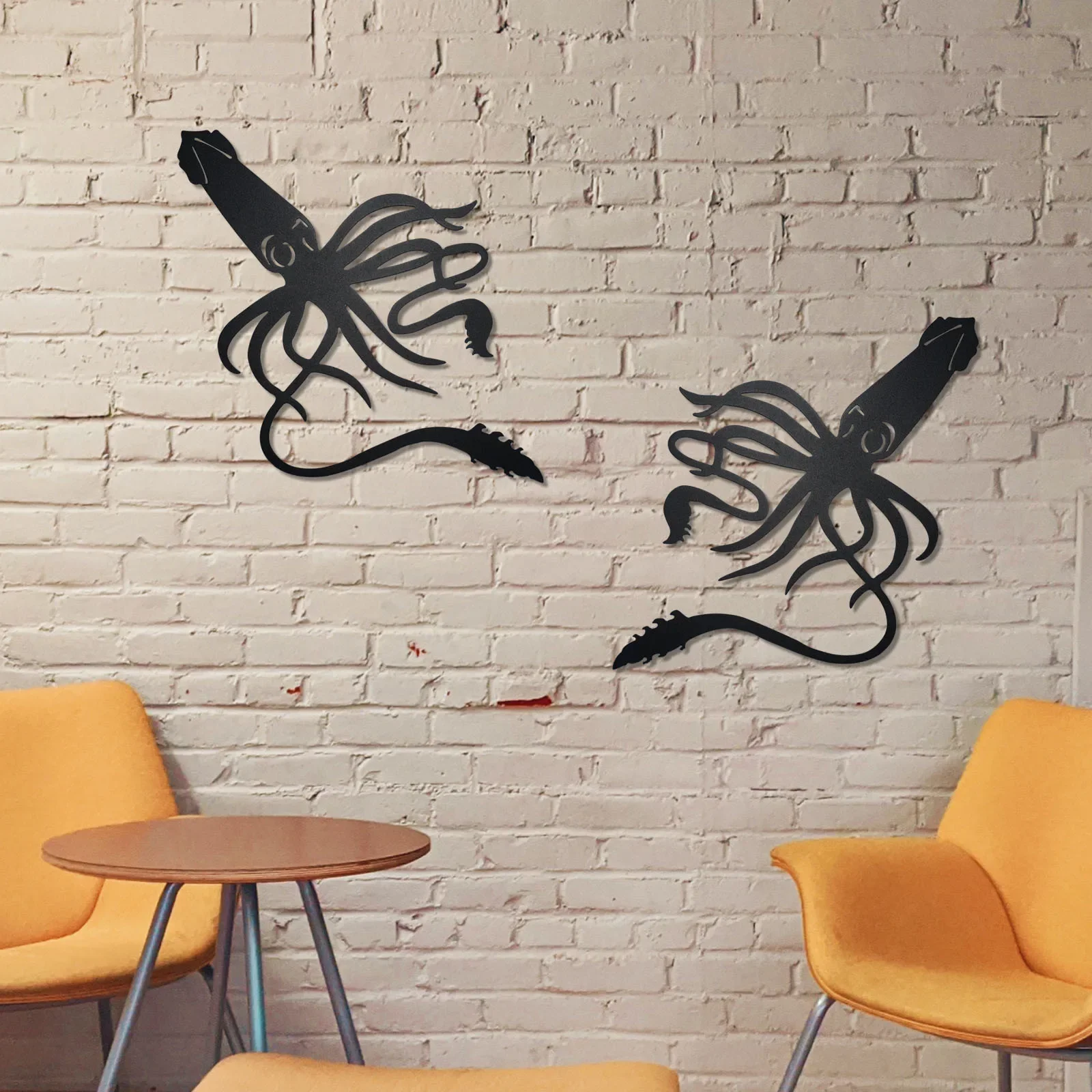 Metal Squid Wall Decor, Two Pieces, Marine Life Octopus, Metal Outdoor Decor, Suitable for Outdoor Fences, Indoor Wall Decoration