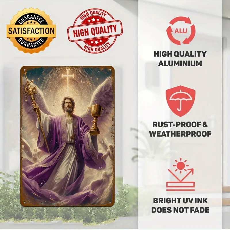 Vintage Jesus Christ Metal Wall Art Sign, Aluminum Religious Poster for Home, Office, Yard Decor, Perfect Christian Holiday Gift #3