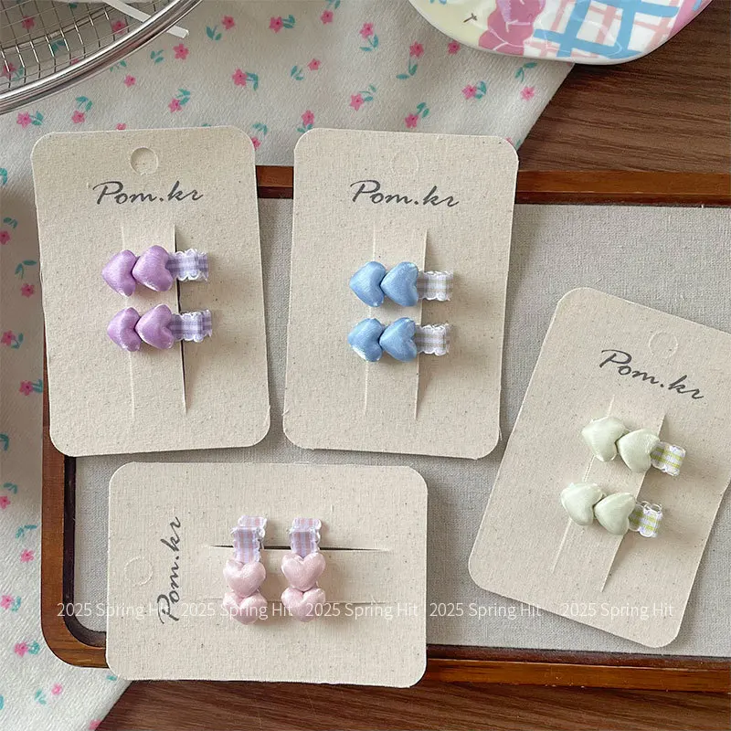 

Новые заколки для волос в клетку в корейском стиле с полной оберткой в виде сердца для маленьких девочек, стиль милого сердца, боковая челка, плоская заколка на лбу, аксессуары для волос