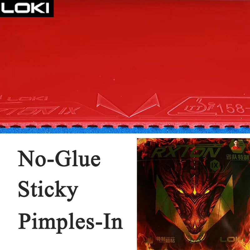 

LOKI Table Tennis Rubber Sheet RXTON 9 Provincial Team Sticky Pimples-In Ping Pong Rubber with Blue Sponge for Fast Attack & Arc