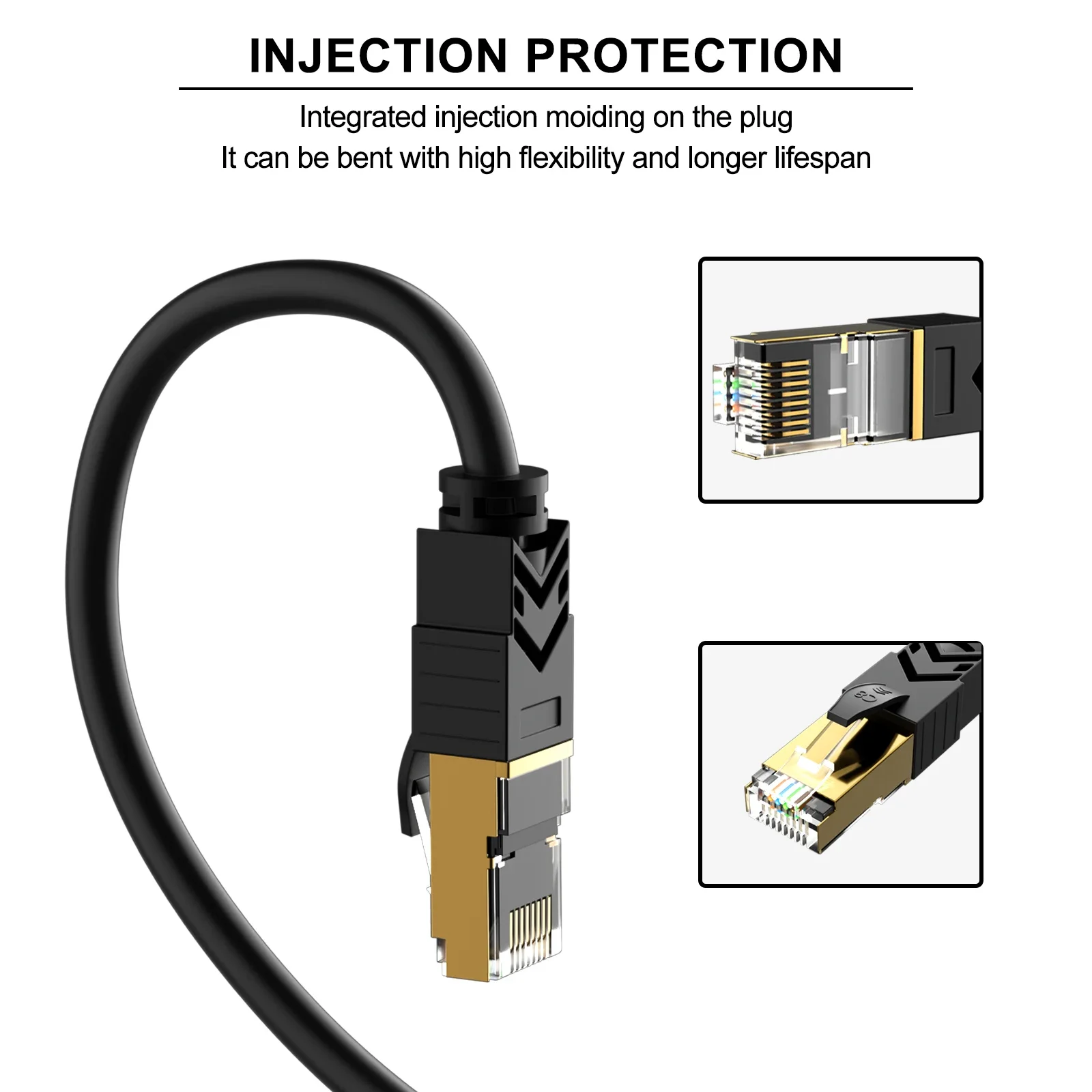 High Speed CAT 8 Ethernet Cable 40Gbps 2000MHz Internet Network Cable 0.15M 2M 3M 10M RJ45 Patch Cord Cable Ethernet Cat8