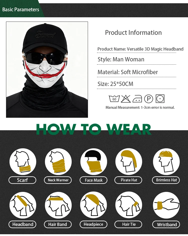 Nahtloser Nackenschutz UV-Schutz Atmungsaktives Bandana Unisex Outdoor-Halstuch für Wandern Klettern Angeln Radfahren Sport – Detail 3