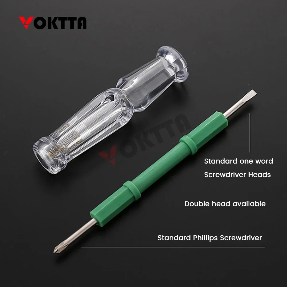 10PCS AC/DC100-500V Voltage Detector Double-Headed Electric Tester Pen Removable ScrewdriverCircuit Tester Screwdriver Measuring