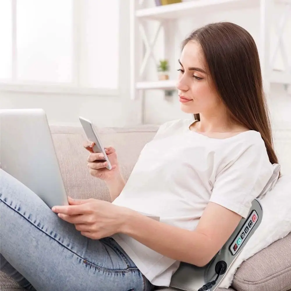 

Deep Massage Electric Neck Massager Multifunctional Usage Breathable Electric Massage Pillow 8 Massage Heads US Plug