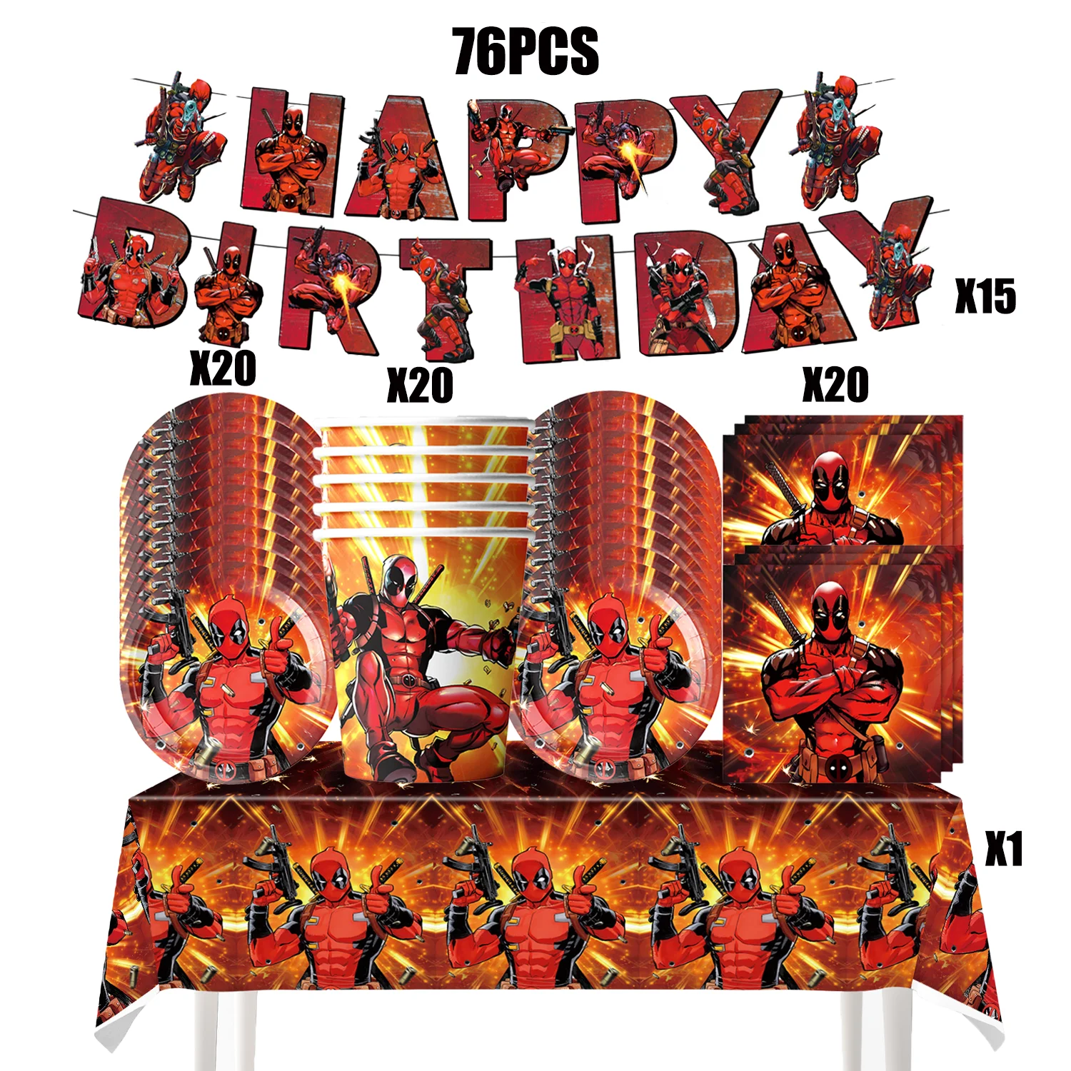 TAKARA TOMY Neue Deadpool Geburtstag Party Dekoration Superhero Geschirr Tischdecke Teller Tasse Kuchen Topper Kinder Jungen Gefälligkeiten Party Supplies 3
