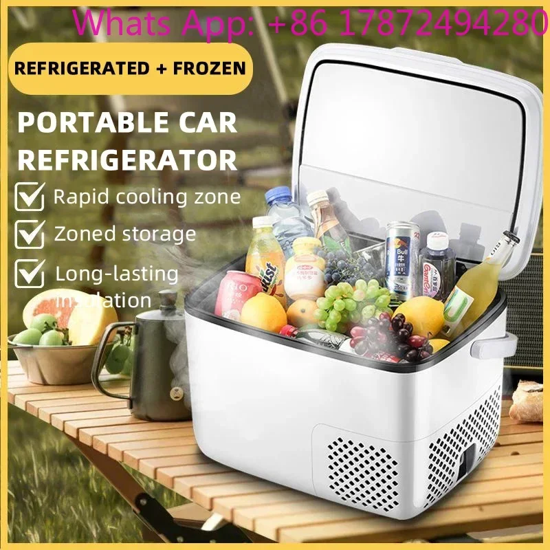 18L 220V 12V 24V Car Refrigerator Portable Freezer Electric Compressor Cooler Cooling Range Dual-Use Car Home Dual Zone Foldable