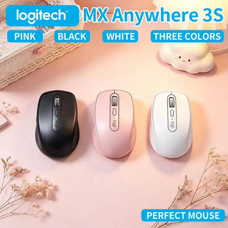 Logitech MX Anywhere 3S Office Mouse - 8K DPI Darkfield, MagSpeed Scroll, Silent Click, 3-Device Sync for Home Studio