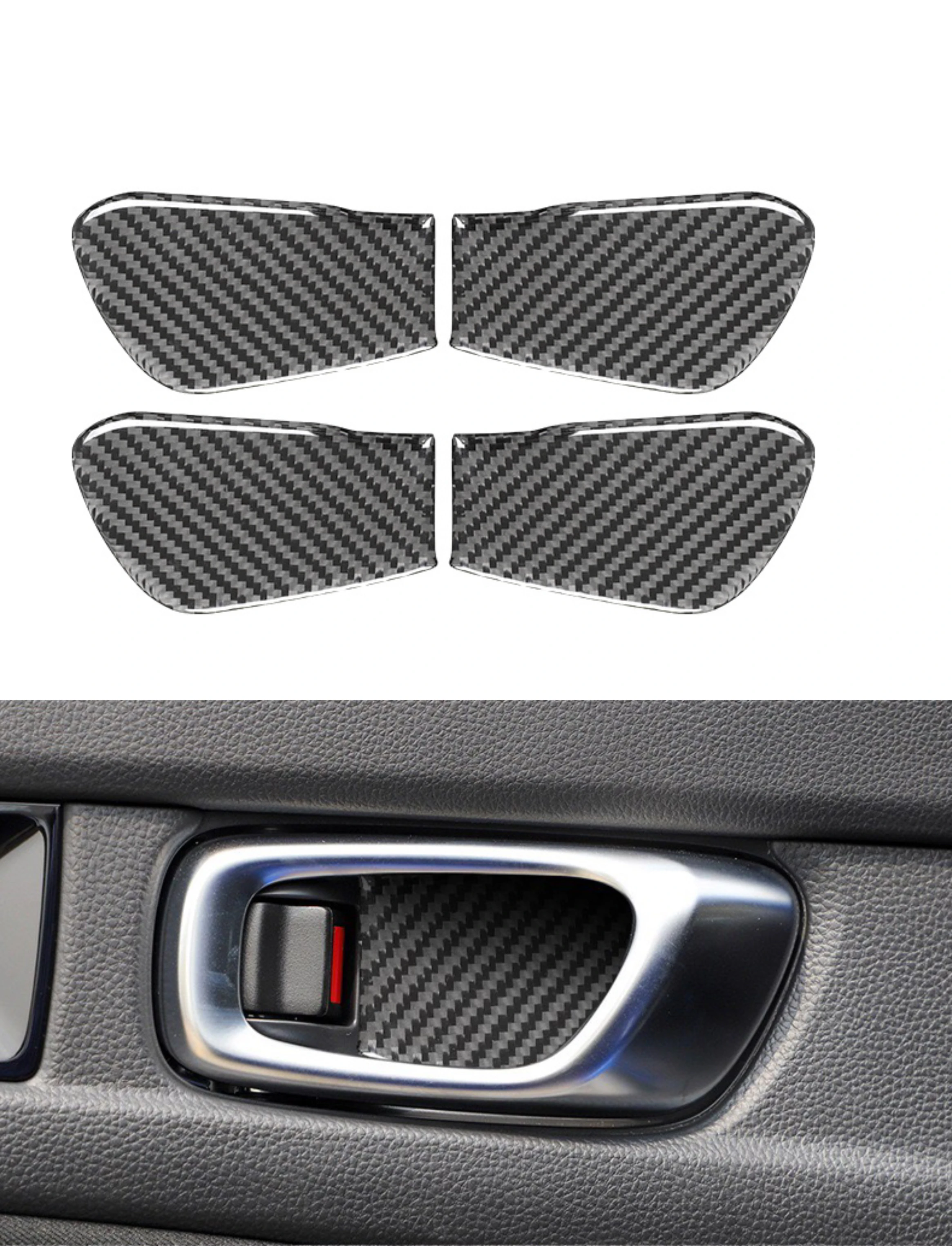 

4Pcs Car Inner Door Bowl Cover Trim Real for Honda Civic 11th 2022 Carbon Fiber Decoration Sticker Auto Interior Accessories