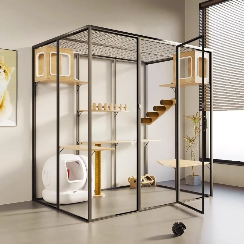 

Panoramic cat villa cat cage, large indoor glass cat room