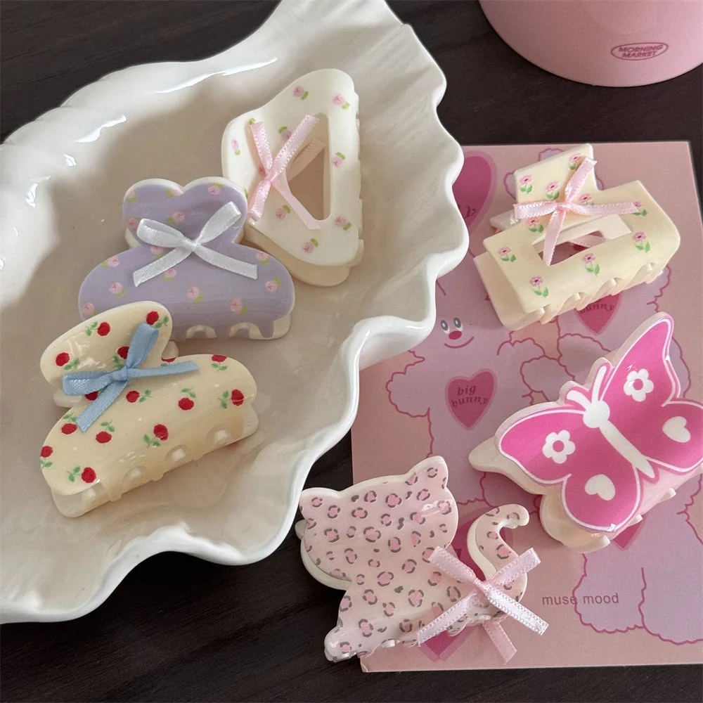 النمط الفرنسي الاكريليك مشبك شعر صغير كليب دبوس الشعر الحلو القوس مشبك شعر النساء الفتيات أنيقة لطيف مشبك شعر السلطعون نمط الملحقات #4