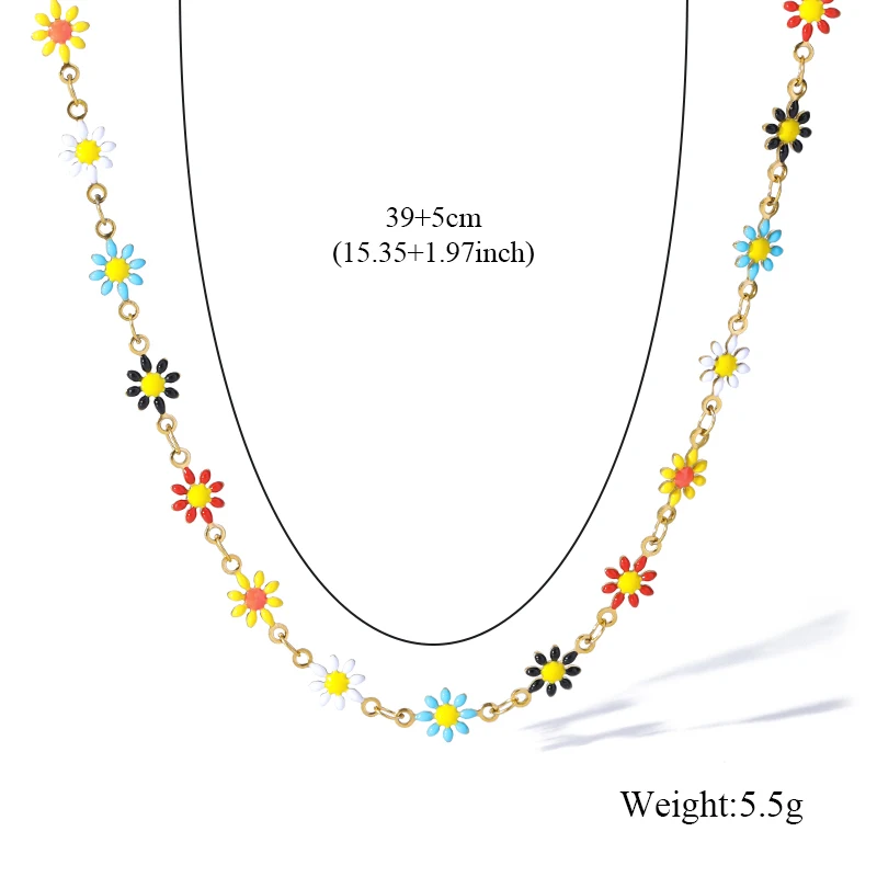 EILIECK 316L Edelstahl Trendiges Metall Wasserdichtes Blumen-Herz-Stein Halsketten-Armbänder-Set Edelstahl-Charm PVD-Schmuck – Detail 10