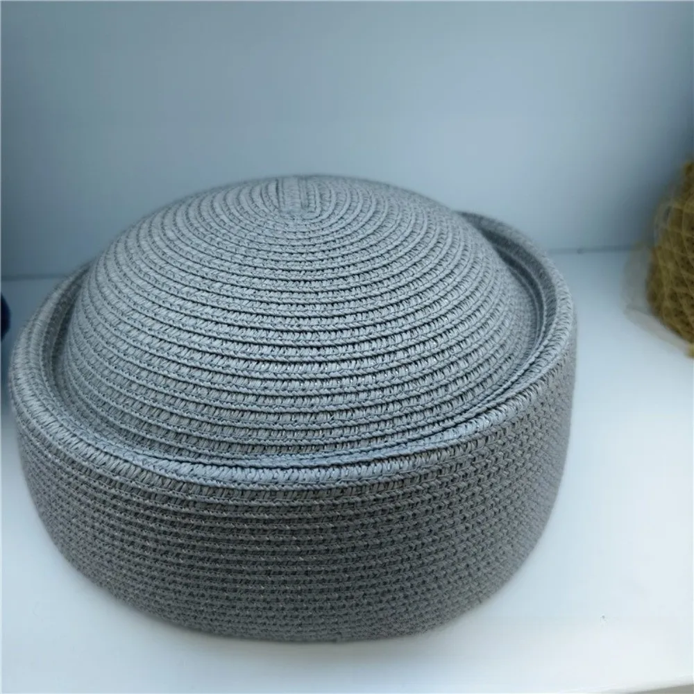 

New Retro Style Straw Sun Hat Wide Brim Concave Top Painter Beret Artistic Design Woven Texture Woven Straw Hat Photography Prop