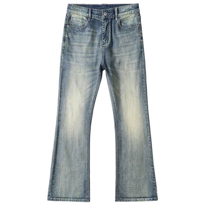 Spring/Summer New American Retro High Street Elastic Denim Pants Size 28-40 Loose Jeans Wide Leg  Baggy Distressed Men Jeans