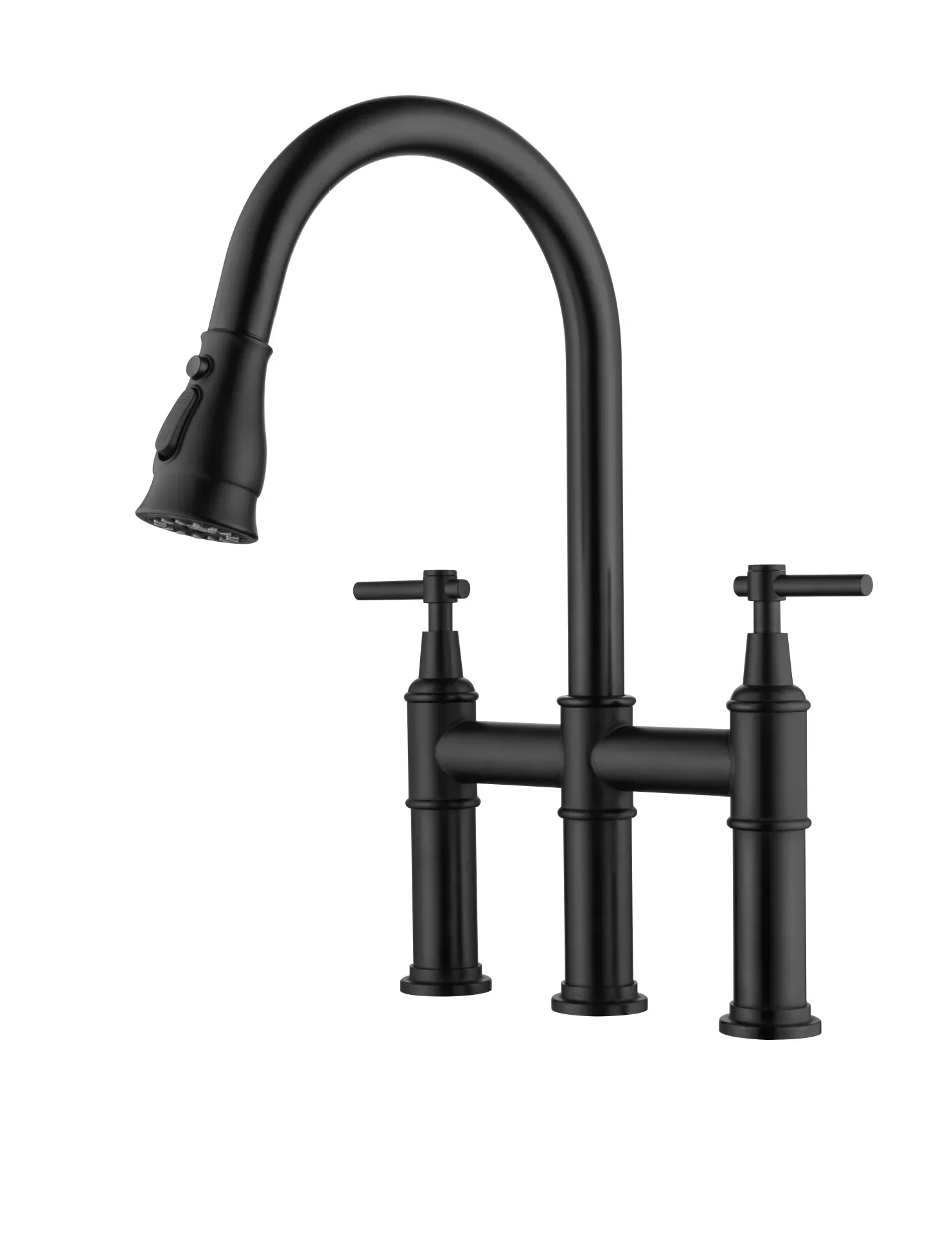 Seat style kitchen faucet with dual hot and cold faucets, vegetable washing basin, household splash proof with spray gun