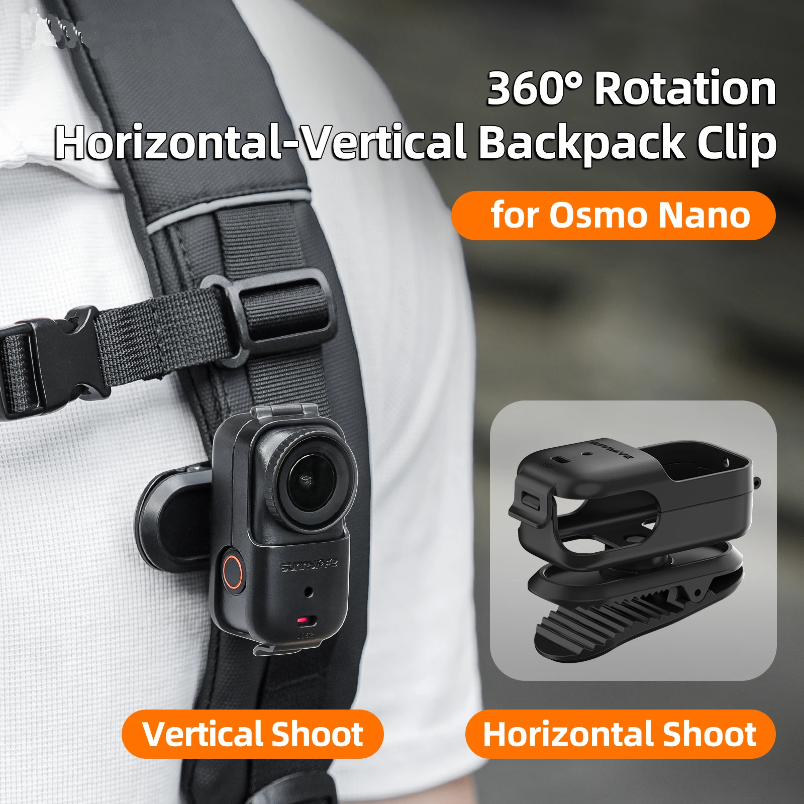 360 °   Einstellbare Drehung Horizontal-Vertikale Schießen Rucksack Clip Für DJI OSMO Nano Kamera Zubehör Basis Für Vlog/Fahrrad