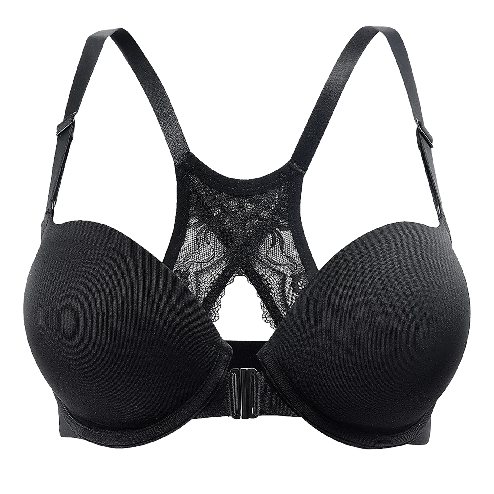 جديد رفع البرازيلي للنساء الجبهة إغلاق Underwire لينة إضافة الكؤوس الدانتيل Bralette Racerback قابل للتعديل الأشرطة عالية تمتد مثير الصدرية #2