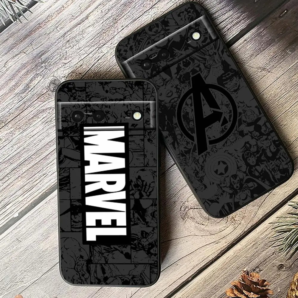 Мстители, классные комиксы Marvel, телефон, планшетофон для Google Pixel 8 7 6 Pro 6A 5A 5 4 4A XL, искусственная Черная оболочка, мягкий чехол из