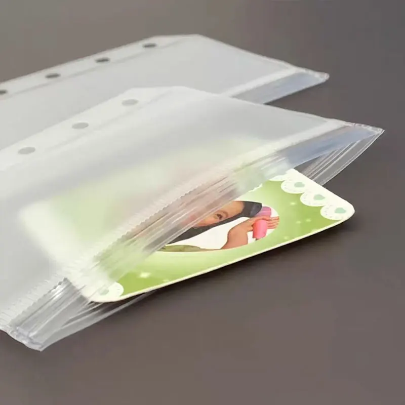 10pcs/Lot...Plastic M5 Zipper Binder Pocket Waterproof PVC Envelopes Loose Leaf Notebooks Documents Cards Inner Storage Pouch