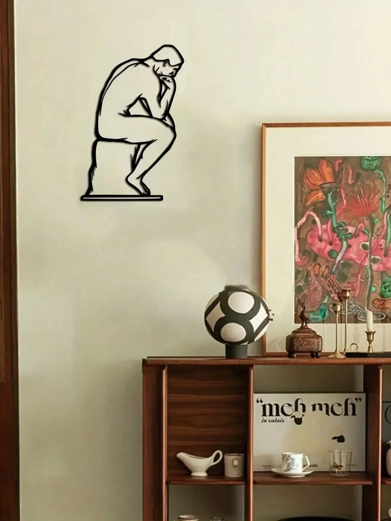 Thinker Metal Wall Art Modern Minimalist Line Design Home Decor for Bedroom Living Room Office Wall Decor