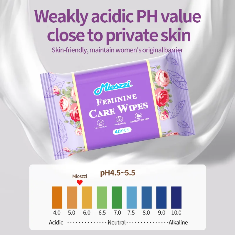 Mioszzi Feminine Wipes, การดูแลที่ใกล้ชิดที่สมดุล pH อ่อนโยน, ความสดชื่นทันทีทุกที่, ห่อแยกชิ้น