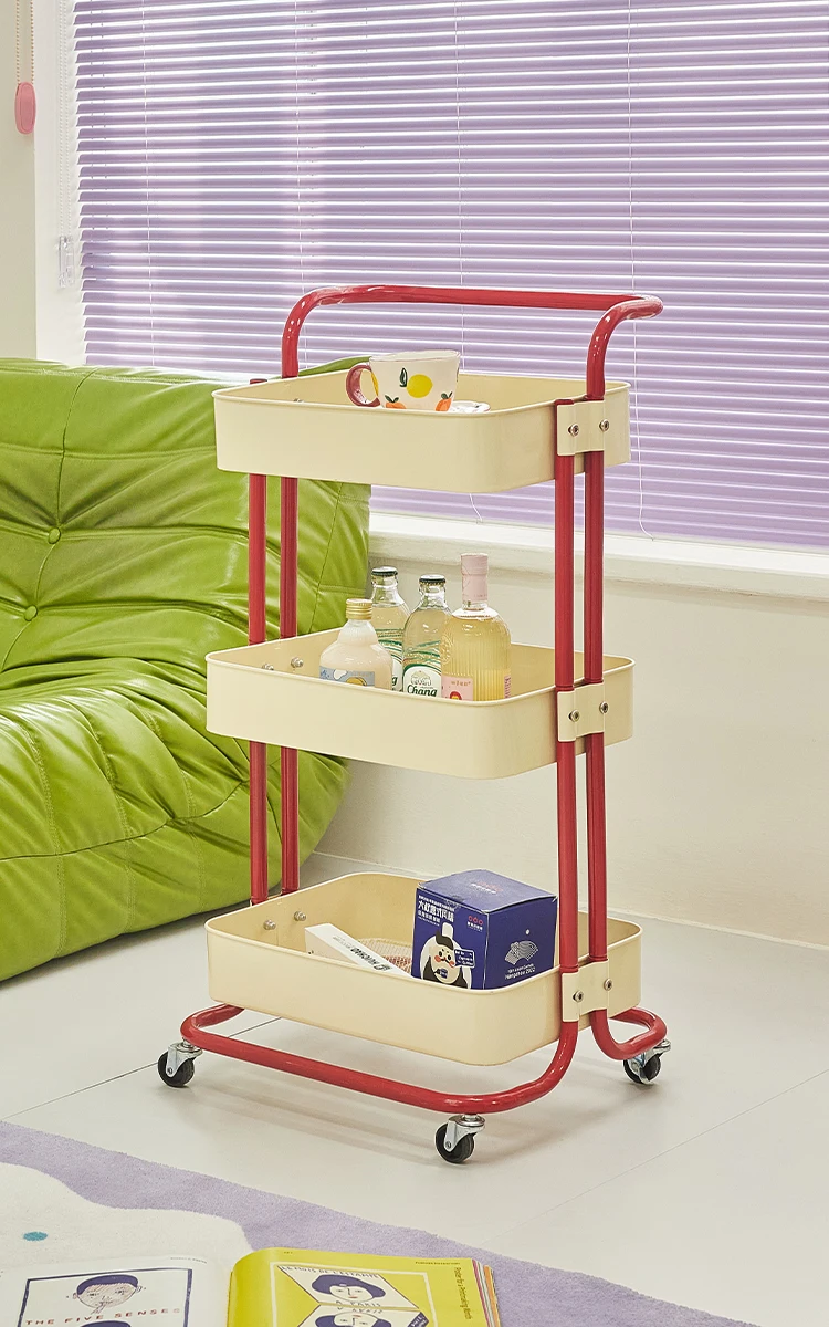 

Nordic small unit household storage rack, living room cart storage rack, creative dopamine sorting rack