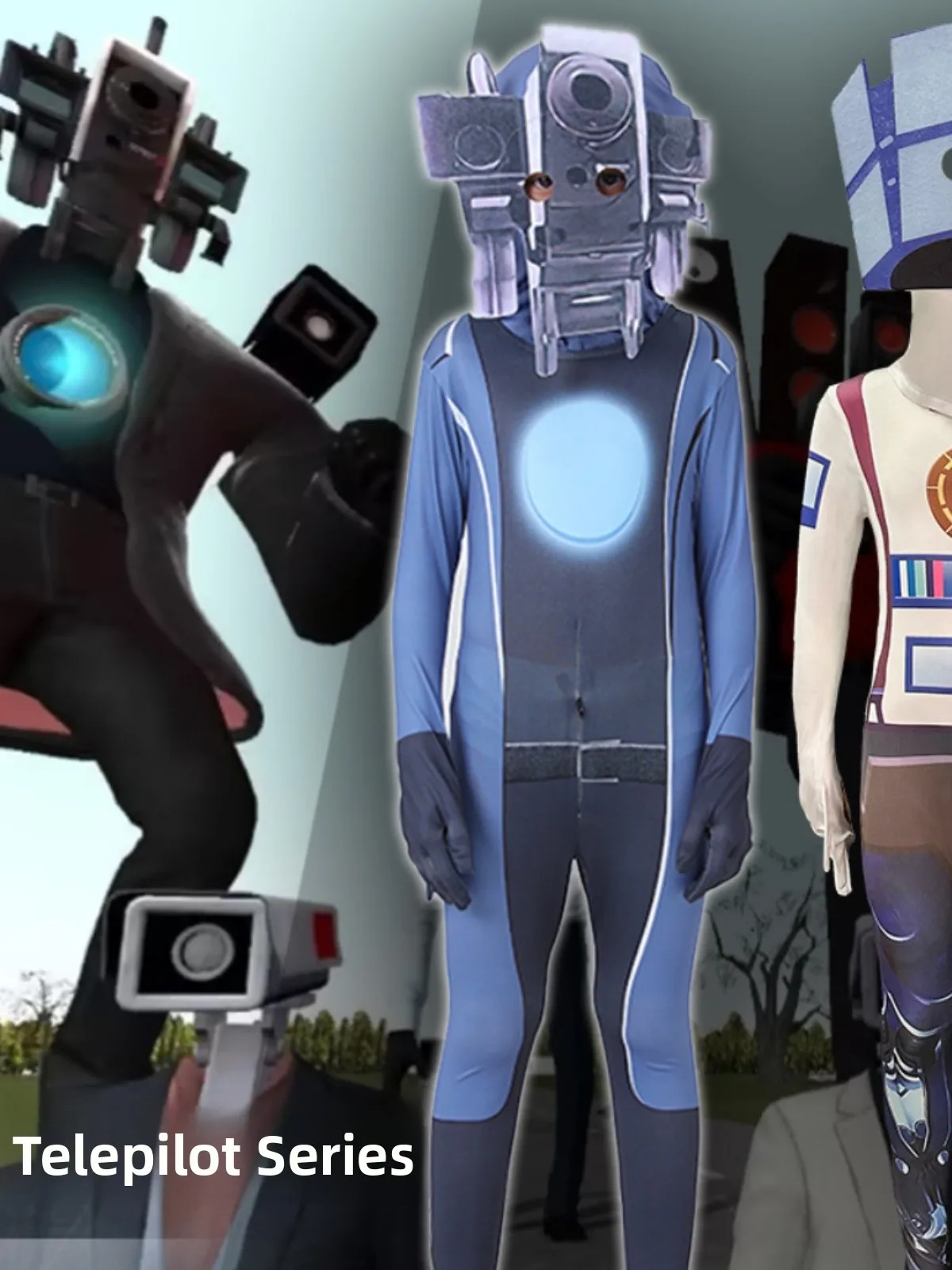 

loween Robot Suit Performance Costume Television Person Vs Surveillance Person Cross-Border Cosplay Suit Polyester Fiber