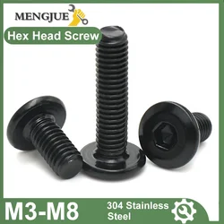 M3 M4 M5 M6 M8 10pcs/lot Black 304 Stainless Steel Hex Hexagon Socket Hypotenuse Flat Head Screw Bolt for Down Side Furniture
