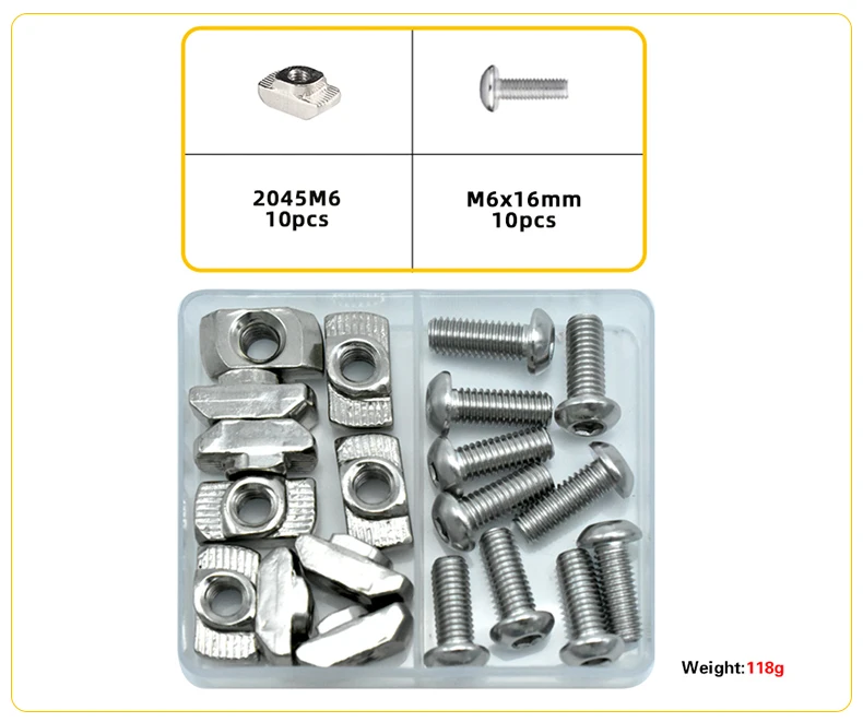 2020 3030 Slot T-Mutter M3 M4 M5 M6 T Schienenmutter und Sechskantschrauben-Set Hammerkopf T-Gleitmutter-Schraubensatz für Aluminium-Profil-Anschluss – Detail 14