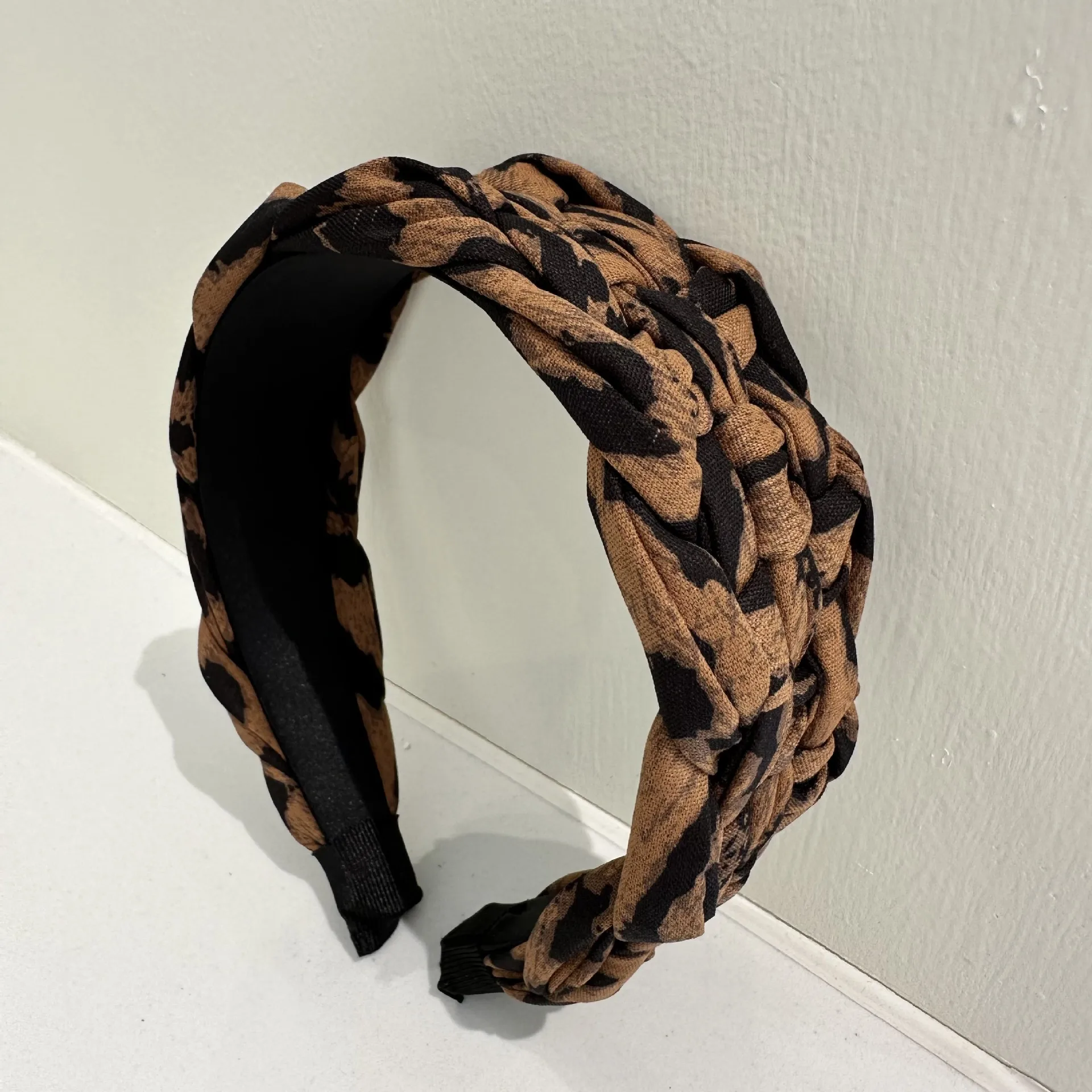 British Bear Plaid Crossed Hair Accessories Headbands For Women High Quality Retro Coffee Brown English Plaid Hair Band Scrunchy